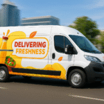 طراحی یکپارچه و چاپ تبلیغات روی ناوگان پخش برندهای غذایی